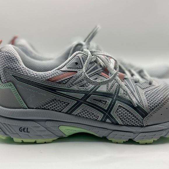 Asics Shoes - Asics Women's Athletic Shoes in Light Gray with Mint and Coral Accents